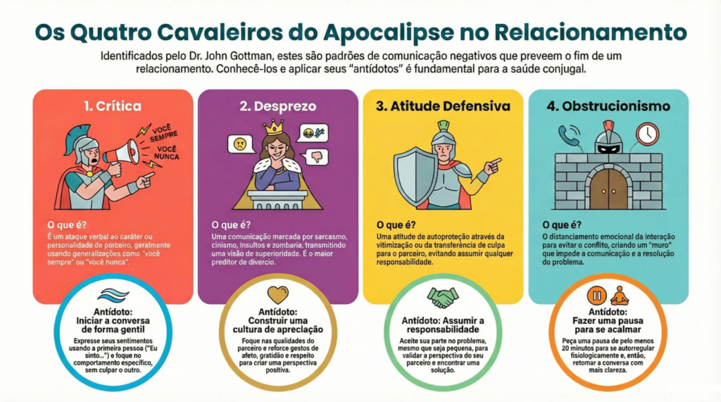 Os cavaleiros do apocalipse no relacionamento de acordo com Gottman.